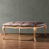 美式皮艺实木床尾凳欧式床前凳复古换鞋凳床头凳餐桌长凳子餐椅