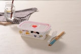 【送勺子筷子】陶瓷微波炉椭圆形三格饭盒分格饭盒分隔饭盒三格碗