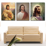 耶稣人物油画 三联无框画 教堂壁画 客厅装饰画 基督教教主