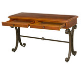 新古典后现代 铁艺做旧书桌 实木办公桌 别墅样板房会所酒店书桌