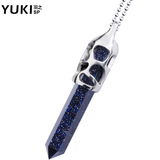YUKI男士钛钢项链 黑玛瑙非主流韩版时尚潮人酷水晶挂坠原创饰品