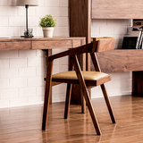 北欧日式黑胡桃木餐椅全实木软包椅子书桌椅子靠背扶手椅咖啡餐厅