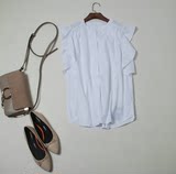 舒适埃及棉 清新系 木耳边 小飞袖短袖白衬衫 衬衣女装新款夏装