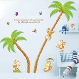 可爱卡通小猴子幼儿园墙贴 儿童房卧室客厅餐厅背景装饰身高贴纸