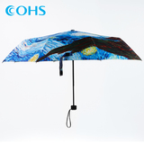 梵高伞油画星空伞创意防晒防紫外线黑胶伞晴雨伞三折小黑伞