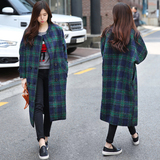 秋冬季新款女装韩版时尚格子毛呢外套宽松中长款加厚羊毛呢子大衣