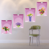3d立体墙贴纸贴画创意卧室客厅背景墙装饰品防真花瓶花卉墙壁纸画