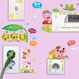 韩式墙壁装饰动物贴画客厅卧室卡通插座表情贴笔记本柜子开关贴纸