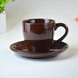纯色卡布奇诺咖啡杯碟套陶瓷茶水杯子马克杯创意拿铁杯拉花棕色
