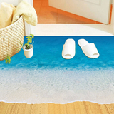 可移除3d仿真海边沙滩防水墙贴纸卫生间门口客厅地板地面装饰贴画