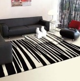 简约现代 黑白条纹手工腈纶地毯 时尚客厅茶几卧室地毯满铺地毯