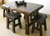 定制户外棋牌桌子凳子全实木凳庭院实木桌椅套件碳化茶几小板凳