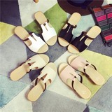 夏季女士厚底一字拖坡跟韩版沙滩时尚休闲防滑平底凉拖鞋潮女鞋子