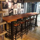 美式铁艺复古餐桌星巴克咖啡厅桌椅loft高脚桌椅组合实木吧桌长桌