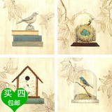 鸟的别墅图片素材装饰画画芯/欧中式客厅沙发背景卧室餐厅壁.挂画