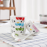 创意家用陶瓷碗饭碗大号碗日式餐具卡通陶瓷餐具套装可爱碗勺套装