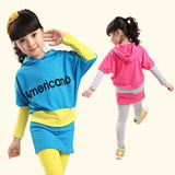 女童春装2016新款儿童韩版卫衣套装中大童蝙蝠衫休闲运动两件套潮