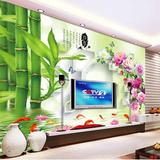 无缝3D立体大型墙纸壁画 现代中式客厅电视背景墙贴纸装修墙画布