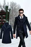 冬季青年男士中长款羊绒毛呢大衣外套呢子韩版休闲商务修身型风衣