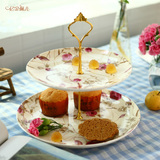下午茶餐具骨瓷陶瓷盘双层欧式创意 英式水果盘糖果干果点心盘子
