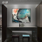 新中式禅意泼墨现代装饰画客厅卧室抽象壁画办公室大幅有框挂画