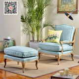 简约美式实木老虎椅单人沙发欧式复古客厅卧室休闲椅法式影楼椅子
