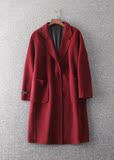 冬装2015新款女式气质西装领中长款羊毛呢子大衣外套Y9207