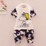 童装0-1-2-3岁半男童短袖套装4-5-6-7-9个月宝宝夏装纯棉婴儿衣服