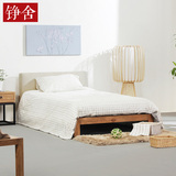 铮舍 老榆木单人床实木家具1.2米床复古新古典家具创意家具单人床