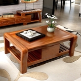 现代客厅家具实木茶几中式 小户型长方形橡木功夫木质泡茶桌子