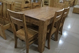 休闲简单环保全实木柏木餐桌 厚重茶色深色大方1.4米