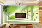 3D电视背景墙纸清新沙发蒲公英无缝壁画整张客厅酒店KTV绿色护眼