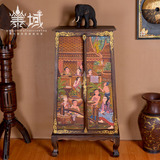 泰域 泰国风情彩绘玄关装饰柜收纳柜 东南亚风格古典装饰家具柜子