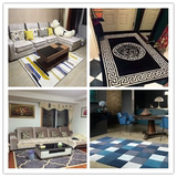欧式宜家地中海简约现代格子地毯客厅茶几卧室床边大地毯满铺定制