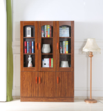 美式实木书柜书架带门玻璃简易书橱书架书柜自由组合成人小书柜