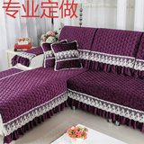 欧式高档紫红色浪漫旋律金丝绒秋冬季沙发垫皮布艺坐垫沙发巾防滑