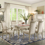 美式乡村实木餐桌椅组合白色做旧长餐桌法式会议桌北欧复古餐台
