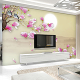 简约现代中式壁纸 玉兰花鸟电视沙发客厅背景墙纸 无纺布大型壁画