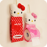 可爱kitty创意纸巾套 毛绒布艺纸巾盒 卡通卫生间挂式纸巾抽包邮