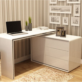 简约现代 白色钢琴烤漆书桌  卧室旋转电脑桌 带储物柜 旋转桌