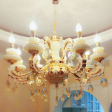 新款欧式天然真玉石水晶吊灯锌合金客厅蜡烛餐厅卧室复古别墅吊灯