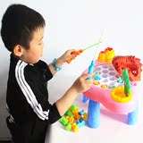 儿童桌面钓鱼玩具音乐灯光大号旋转式磁性钓鱼盘益智电动玩具