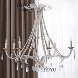 YOYO 欧式美式现代出口款水晶花朵吊灯 简欧现代客厅餐厅卧室书房