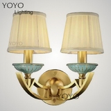 YOYO 新中式纯铜陶瓷壁灯 欧美出口原款客厅卧室别墅样板房壁灯