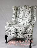 新款老虎椅美式乡村沙发欧式地中海田园单人布艺沙发凳休闲高背椅