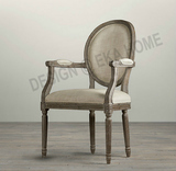 美国原单家具 法国乡村风格路易十六 橡木纯实木餐椅书房扶手椅