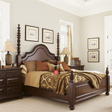 直销美式高档实木1.8米大床欧式新古典仿古雕花立柱主卧方床家具