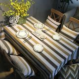 色织桌布简约现代条纹餐桌布艺格子茶几桌布长方形棉麻餐桌布酒店