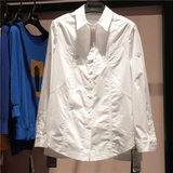 阿玛施同款 品牌专柜正品女装女士纯白色休闲帅气衬衣52359款