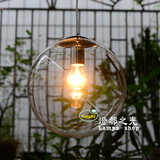 现代简约清光透明圆球玻璃吊灯 LED创意艺术餐厅灯 过道灯吧台灯